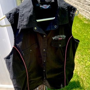 Harley Davidson Women’s Cotton Sleeveless Button Down Vest Sz L